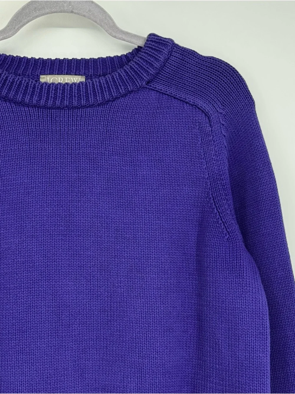 Women’s J Crew Size Small Purple Chunky Knit Cotton/Polyamide Crew Neck Sweater